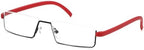 REAVEE Stylish Half Frame Reading Glasses for Women Ladies, Half Lens Lightweight Rectangle Metal Portable Readers with Cases, Red +1.5