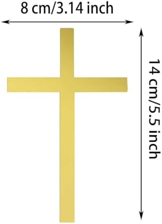 6pcs Gold Acrylic Glitter Cross Cake Side Decor 3x5.5inch Cross Cake Cupcake Topper Pick for Theme Party Craft DIY,Bless,Wedding, Bridal Shower,Christmas,Hallowmas,Birthday Baptism