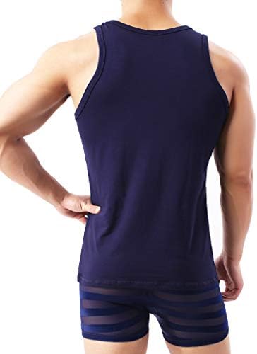 Mens See Through Tank Top Set Mesh Tank Top with Sexy Boxer Brief Set…