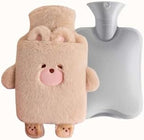 Rubber hot Water Bottle Cute Plush Bear with Soft Cover, Warm Compress Menstrual crampbest Period Pain Relief, Winter Home Essentials Christmas Gift (1 L)
