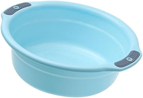 Round Plastic Wash Basin, Thicken Large Capacity Anti Slip Wash Basin, Washing Face Clothes for Home Bathroom Dormitory, for Washing Cleaning Foot Bath (S(283 X 180mm / 11.14 X