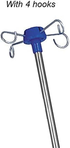 Pole Portable, Stainless Steel Infusion Stand with 4 Hooks and Wheels, Height Adjustable 43.3in-81.5in Movable drip Rack
