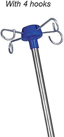 Pole Portable, Stainless Steel Infusion Stand with 4 Hooks and Wheels, Height Adjustable 43.3in-81.5in Movable drip Rack