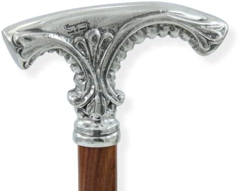 Women’s Walking Cane – Elegant Handcrafted Wood Stick with Pure Pewter Handle – Personalized Italian Cane, Gift for Grandma or Mother, Christmas or Ceremony – Made in Italy