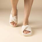 Chantomoo Slippers for Women Memory Foam House Bedroom Corduroy Bow Crossbands Slipper Shoes Comfy Trendy Gift Slippers
