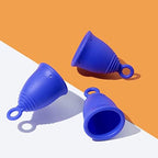 Peachlife Silicone Ring Menstrual Cup with Loop Pull Stem Handle - Reusable for 10 Years - Medium Size, Extra Firm Peachcup