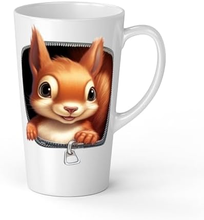 Baby Squirrel Mug for Kids in White Ceramic - Large 483 ml, Perfect for Hot Chocolate or Milk, Fun and Easy to Use