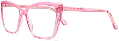 AMOMOMA Trendy TR90 Oversized Blue Light Reading Glasses Women,Stylish Square Cat Eye Glasses AM6031