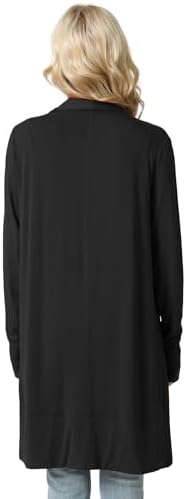 LazyCozy Women's Lightweight Long Sleeve Draped Cardigan Slouchy Open Front Cover Up Stretch Jersey Sweater