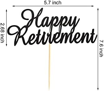 Happy Retirement Cake Topper Retired Cake Pick Retirement Theme Birthday Party Cake Decorations Supplies - Black Glitter