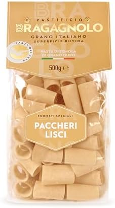 Pastificio Bragagnolo, Paccheri Lisci 878 Bronze-Drawn, 100% Italian Pasta, Made with Durum Wheat Semolina Flour, Non GMO (1 LB. BAG) - Consistently al Dente.