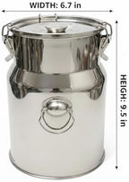 Stainless Steel Jug 1.32 Gallon Can with Lid, Metal Container Large Capacity Milking Pail for Goats, Food Grade for Cow or Home Use