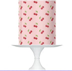 Sweet Cherry Pattern cake topper Edible Icing Sheet for Cake Decorating, Pink Background, 10 x 8 Inches,1/2 way to one cake topper