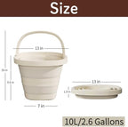 Collapsible Utility Bucket with Handle, 10L Sizes, Multi-Purpose for Foot Bath, Cleaning, Storage, Beige (Beige)