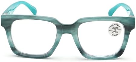 Large Oversized Progressive Clear Bifocal Reading glasses - No Line or Bubble - Zero Power on Top Reader