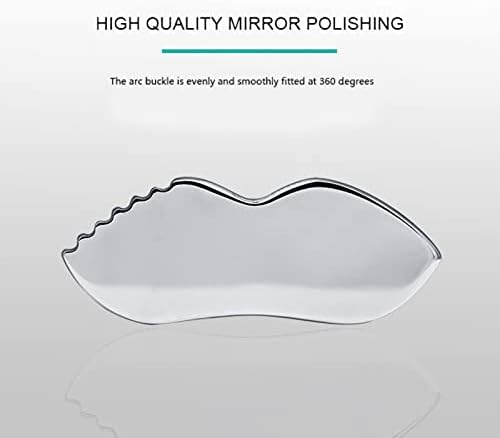 Stainless Steel Gua Sha for Skin Care Scraping Massage Tool with Comb Teeth | Massage, Used for Face, Neck, and Around Lips with Travel Pouch
