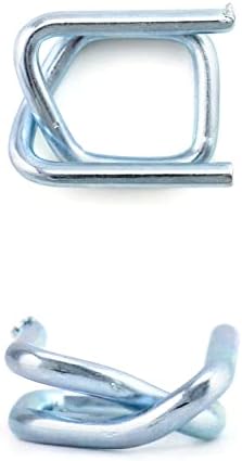 QWORK Metal Wire Buckle, 1/2" Width, 50 Pack, Silver, for Polypropylene Strapping Cord Strapping