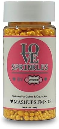 Confect Yellow Sprinkles for Cakes & Cupcakes Decoration | Edible Sprinkle | Sunshine Yellow Pearl Sprinkle & Jimmies | Vegan, Gluten-Free, Soy-Free, Dairy-Free, Palm Oil-Free- 4.2 Oz
