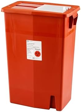 Cardinal Health™ Monoject™ Biohazardous Sharps Container, Slide Lid, Red, 18 Gallon, 8938, Case of 5
