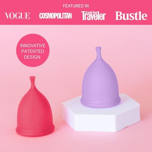 2 Menstrual Cups and Applicator Bundle - No Metals or Toxins - 100% Medical-Grade Silicone - Softest Reusable Period Cup - Inserts Like a Tampon - Capacity of 4 and 6 Tampons