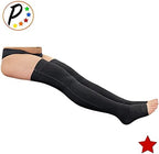 Presadee Thigh High Open Toe 20-30 mmHg Firm Compression Leg with YKK Zipper (Black, 1)