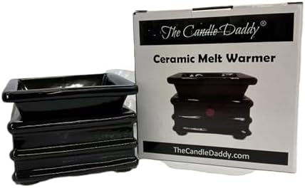 The Candle Daddy Electric Wax Melt and Candle Warmer - Safe No Flame/No Bulb - Square Pagoda Shape Black Ceramic