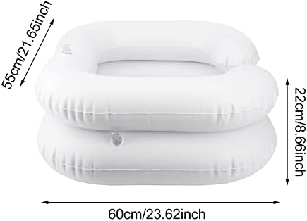 Inflatable Shampoo Basin, Portable Inflatable Hair Washing Basin, Shampoo Bowl with Neck Support and Drain Hose for The Elderly, Disabled, Pregnant Women, Injured People(Color:White)