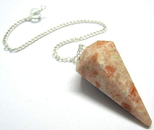 Sunstone 6 Faceted Dowser Pendulum Crystal Healing Reiki FENG Shui Gift Wellness Peace Meditation Metaphysical Gemstone
