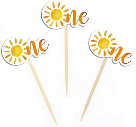 24 PCS Sunshine One Cupcake Toppers, You are My Sunshine First Birthday Cupcake Picks for Baby Shower Birthday Party Cake Decorations Supplies