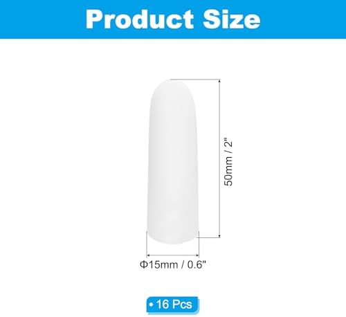 PATIKIL Finger Sleeve Protectors, 16pcs Silicone Finger Cots Cover Cap Thumb Guard Gel Finger Protection for Repair, Sports, 2"x0.6" White