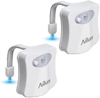 Toilet Night Light 2Pack by Ailun Motion Sensor Activated LED Light 8 Colors Changing Toilet Bowl Illuminate Nightlight for Bathroom Battery Not Included Perfect with Water Faucet Light