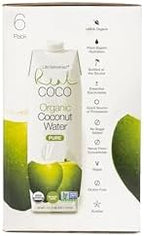 Real Coco Organic Pure Coconut Water (6-Pack 1L), USDA Organic, No Added Sugar, Plant Based, Packed with Electrolytes, Vegan