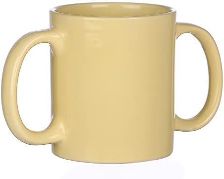 HealthGoodsIn Dual Handle Mug (Double Grip Mug) to Aid Tremors, 11.83 US Fl. Oz. (350 Ml) - Light Lemon Color