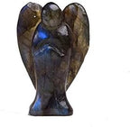 Hand-Carved Labradorite Guardian Pocket Angel Healing Worry Stone Natural Gemstone Crystal Quartz Healing Statue 3 inch (Labradorite 3")