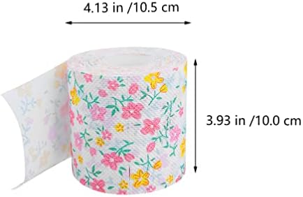 jojofuny Printed Toilet Paper Rolls 2-Pack Floral Pattern Soft Disposable Napkins for Bathroom Home Office Travel 4.13X4.13X3.93In