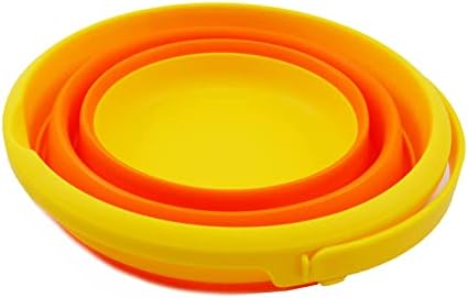 SAMMART 5.5L (1.4 Gallon) Collapsible Plastic Bucket - Foldable Round Tub - Portable Fishing Water Pail - Space Saving Outdoor Waterpot (Yellow/Carrot)