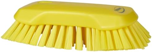 Vikan 38946 Extra Large Hand Brush, Multifunctional, Slip-Resistant Cleaning Tool, Extra Stiff Polypropylene & Polyester Bristle, 9.1", Yellow