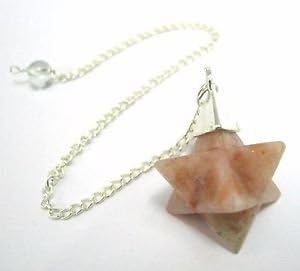 Sunstone Merkaba Star Pendulum Healing Crystals, Metaphysical Divination Gemstone Pendulum Crystal Reiki Feng Shui, Meditation, Gift for Men Women