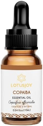 100% Pure Copaiba Essential Oil 0.34 Fl Oz, Therapeutic Grade Copaiba Oil in Amber Glass Bottle with Dropper for Diffuser, Massage, Skin Care & DIY