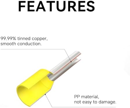 HKS 1000PCS Wire Ferrule Connectors - AWG 18-1.0mm² Copper Barrel Pin Cord Ends Insulated Ferrules Terminals - E1008 Red