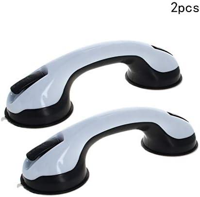 MroMax 2Pcs Grab Bar Suction Shower Handle Bathroom Balance Bar Safety Hand Rail Support for Hotel Motel Home Black-White 280x90x70mm(DxTxH)