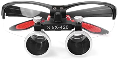 EustomA 3.5X Binocular Loupes Magnifier with 5W LED Clip on Headlight Optical Glass Headlamp with Two Clips Adjustable Cloth Bag DY-409-3.5X (Black)