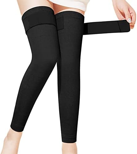Winter Warm Wormwood Self Heating Knee Brace Long Compression Sleeve for Women Men Thermal Support Cotton Leg Warmer Knee Pads Cold Protector, Heated Massager Knee Wrap for Arthritis Joint Pain Relief (black-L)