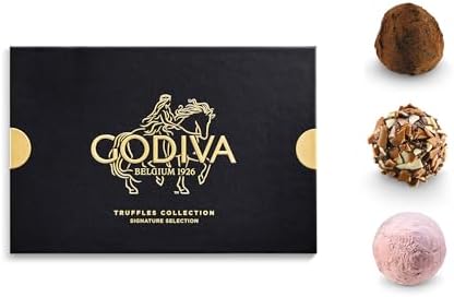 Godiva Signature Truffle Gift Box, Belgian Dark and Milk Chocolates with Ganache Center, Gourmet Gift for Birthdays, Holidays, Kosher, 15 Pc