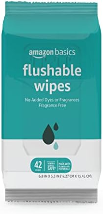 Amazon Basics Adult Wet Wipes Flushable formulated without Fragrance, 126 Count (3 Packs of 42) Packaging May Vary