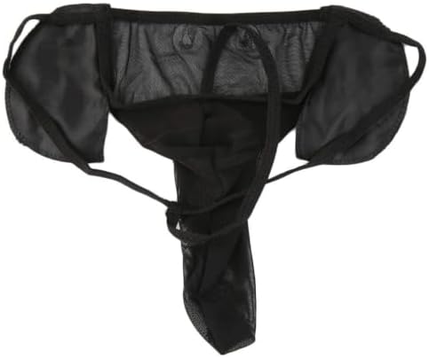 CCBFY 4-Pack Men Lingerie G-String T-Back Thongs Underwear Elephant Pants Briefs Bottom 4 Piece Set (Black Blue Red Leopard)