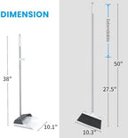Stand Up Dustpan and Broom Set 50” Long Handle Broom with Dust Pan, 20° Angled for Ergonomic Home Office Indoor Sweeping