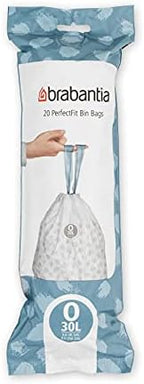 Brabantia PerfectFit Trash Bags (Size O/8 Gal) Thick Plastic Trash Can Liners with Drawstring Handles (120 Bags)