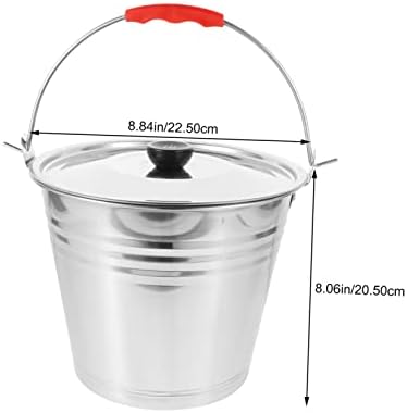 Garneck 304 Stainless Steel Multi-Functional Water Bucket with Lid Thickened Ice Bucket for Pasture and Camping Sturdy Pail with Handles for Easy Carrying