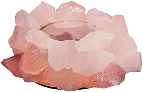 Crystal Rough Stone Votive Candle Holder Tealight Quartz Crystal Healing Gemstone Tealight Holder Home Decor Reiki Stone (Rose Quartz)